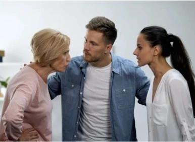Family Tension During an Inheritance Dispute A family arguing face-to-face during an inheritance dispute over property and final wishes.